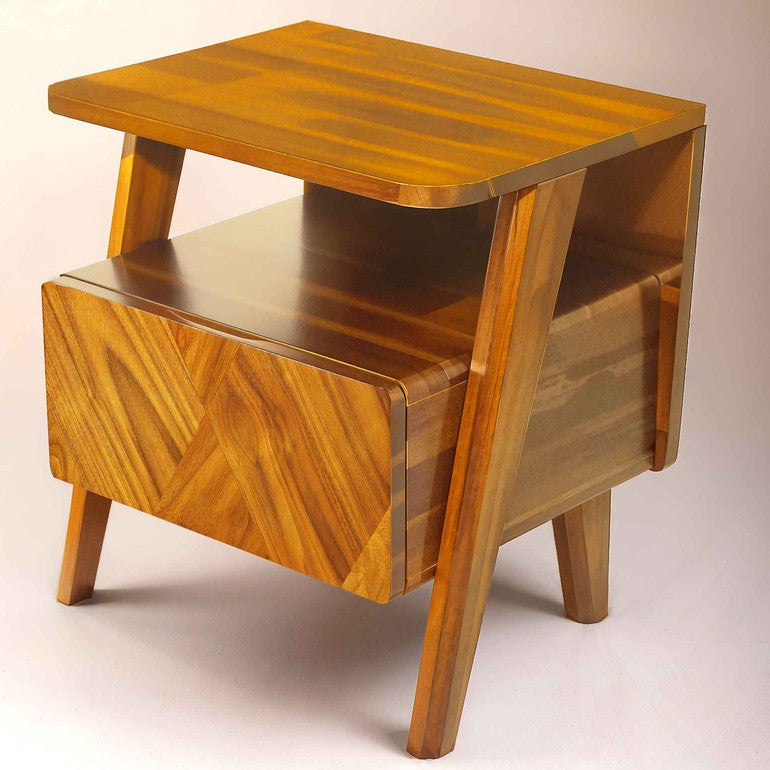 Rum Solid Wood Nightstand-2