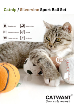 100% Silvervine/Catnip Filled Sport Ball Set - 4-Pack-1