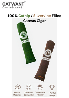 100% Catnip/Silvervine Filled Canvas Cigar-1