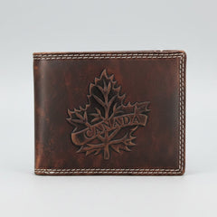 Men’s Cow Leather Canada Embossed Bifold Wallet-1