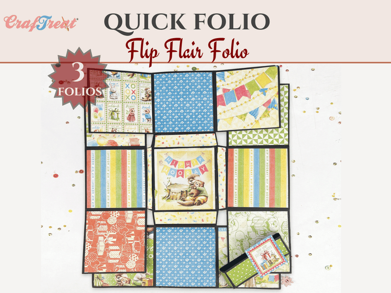 Craftreat Scrapbook Blank Quick Folio - Flip Flair Folio - Black, Kraft and White-1