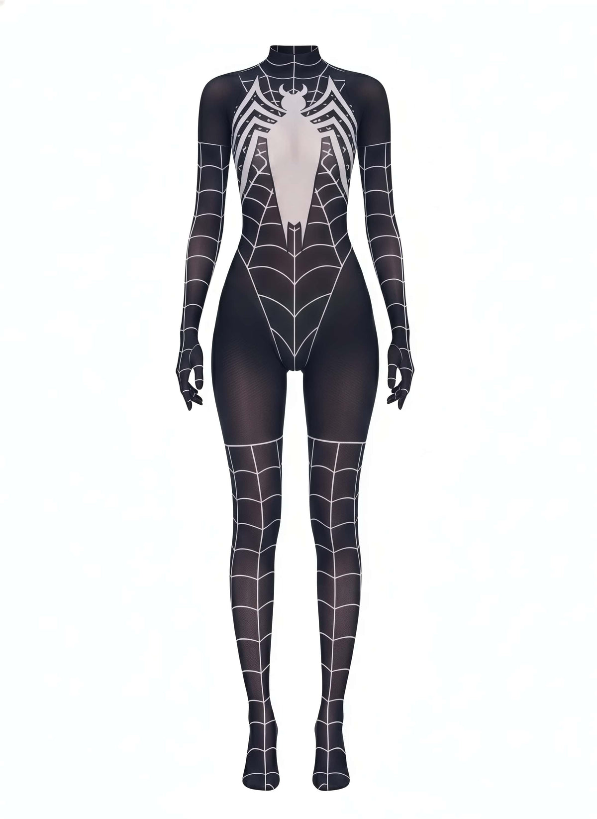 Symbiote Spider Girl Sheer 10D Nylon Full Bodysuit Body Stocking Lingerie-2