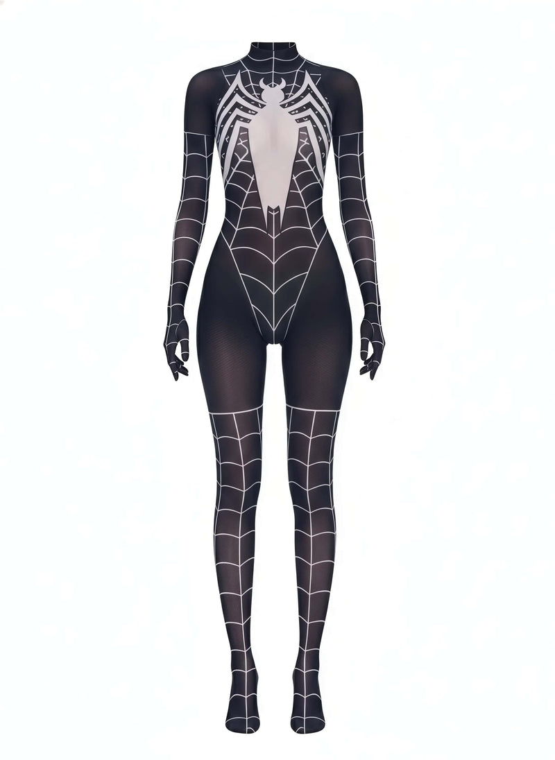 Symbiote Spider Girl Sheer 10D Nylon Full Bodysuit Body Stocking Lingerie-2