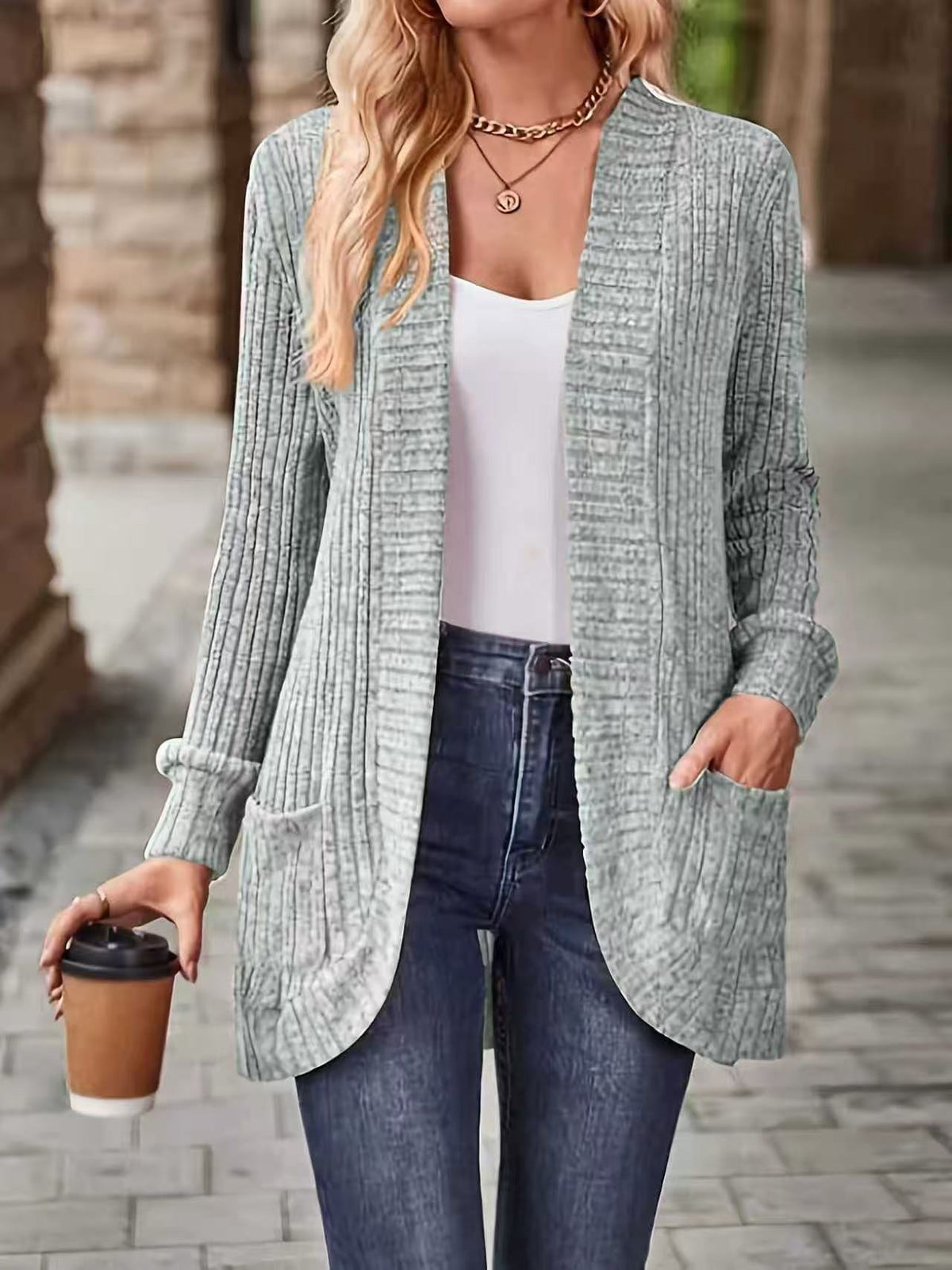 Women’s Relaxed-Fit Mid-Length Winter Coat with Pockets – Casual Autumn Outerwear Jacket-6