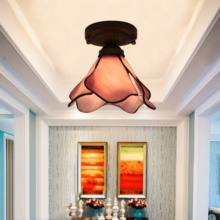 Tiffany-Style Retro Glass Pendant Chandelier-3