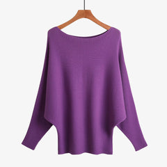 Women’s Halter Neck Batwing Knit Pullover Top – Stretchy Relaxed-Fit Casual Sweater-10
