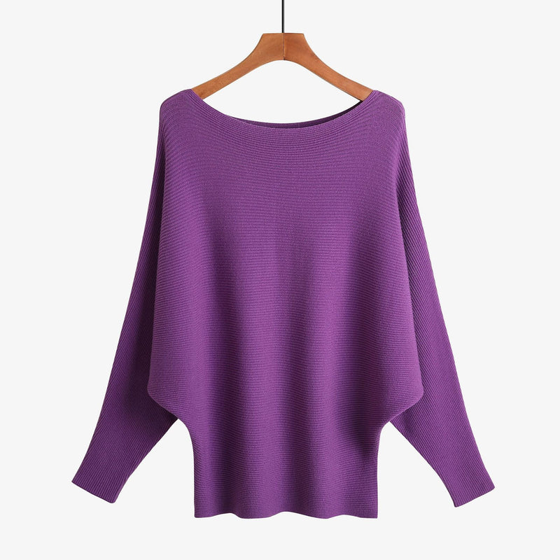 Women’s Halter Neck Batwing Knit Pullover Top – Stretchy Relaxed-Fit Casual Sweater-10