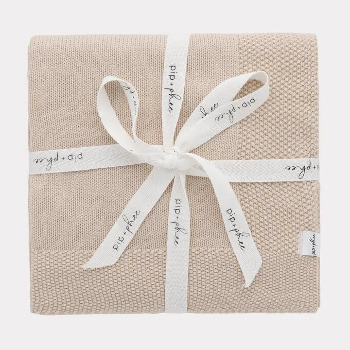 Knit Organic Cotton Blanket | Sand | Pip + Phee-1