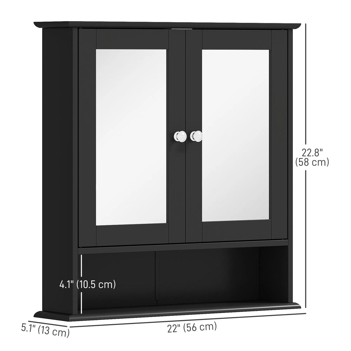 Black Bathroom Medicine Cabinet with Mirror – Wall-Mounted Double-Door Storage Cabinet (United States & Canada Delivery Only)-6