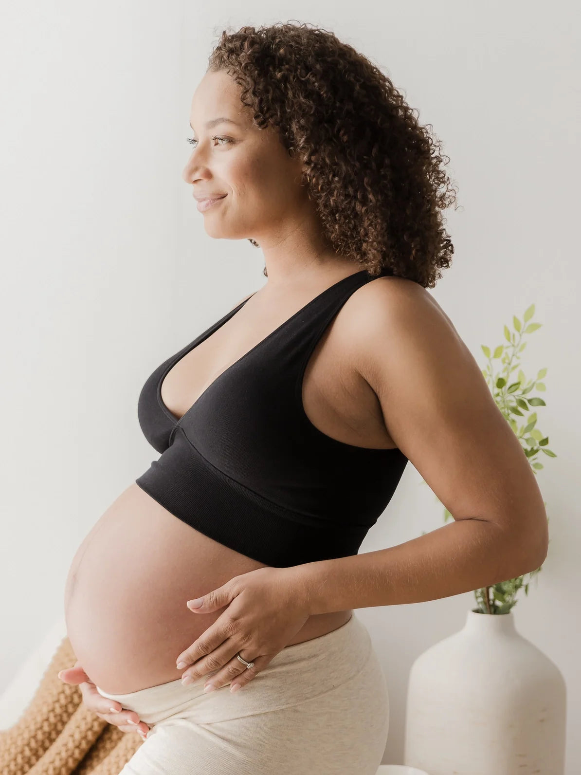 Sublime® Bamboo Maternity & Nursing Plunge Bra | Black-2