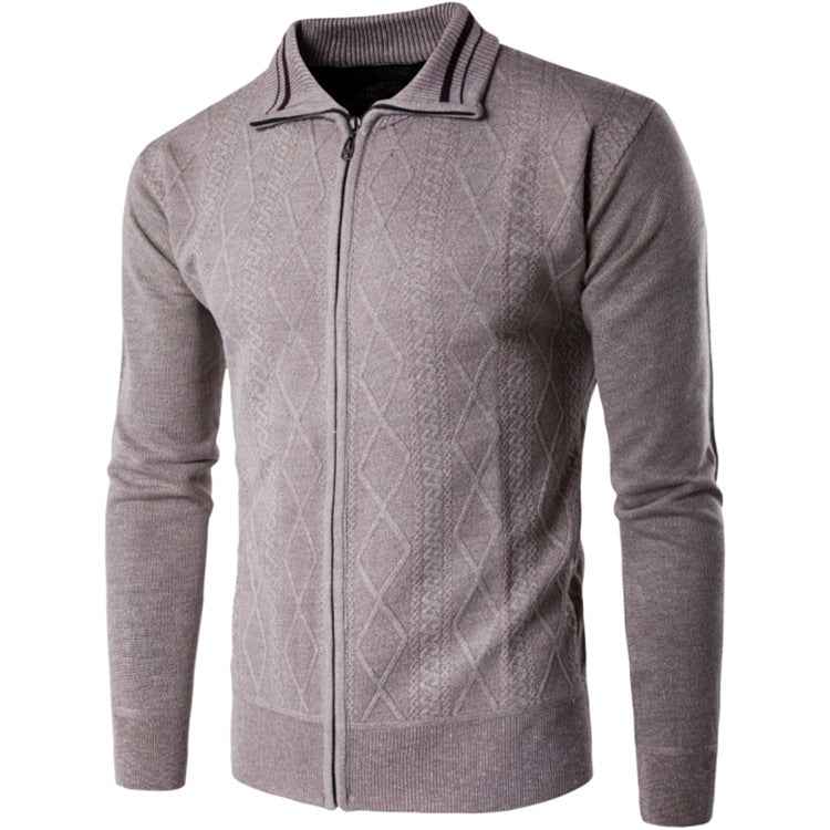 Men's Thickened Cotton Cardigan Zipper Lapel Sweater-3