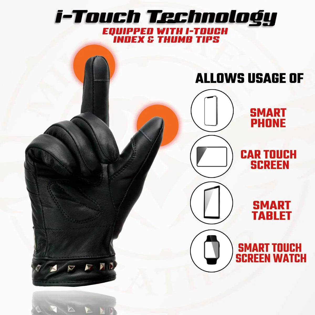 Open Road Women's Touch Tip Leather Motorcycle Gloves-8