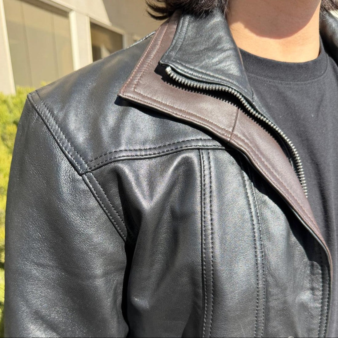 BOL Men's Double Collar Leather Bomber Jacket-4