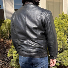 BOL Men's Double Collar Leather Bomber Jacket-2