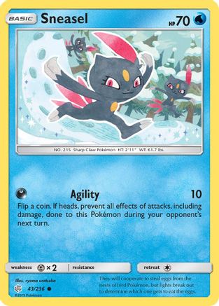 Sneasel 43/236 - SM  Cosmic Eclipse Reverse Holofoil