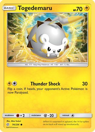 Togedemaru - 74/236 74/236 - SM  Cosmic Eclipse Reverse Holofoil-1