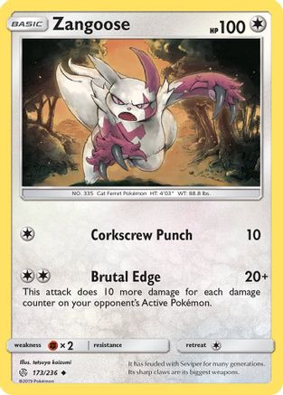 Zangoose 173/236 - SM  Cosmic Eclipse Reverse Holofoil-1