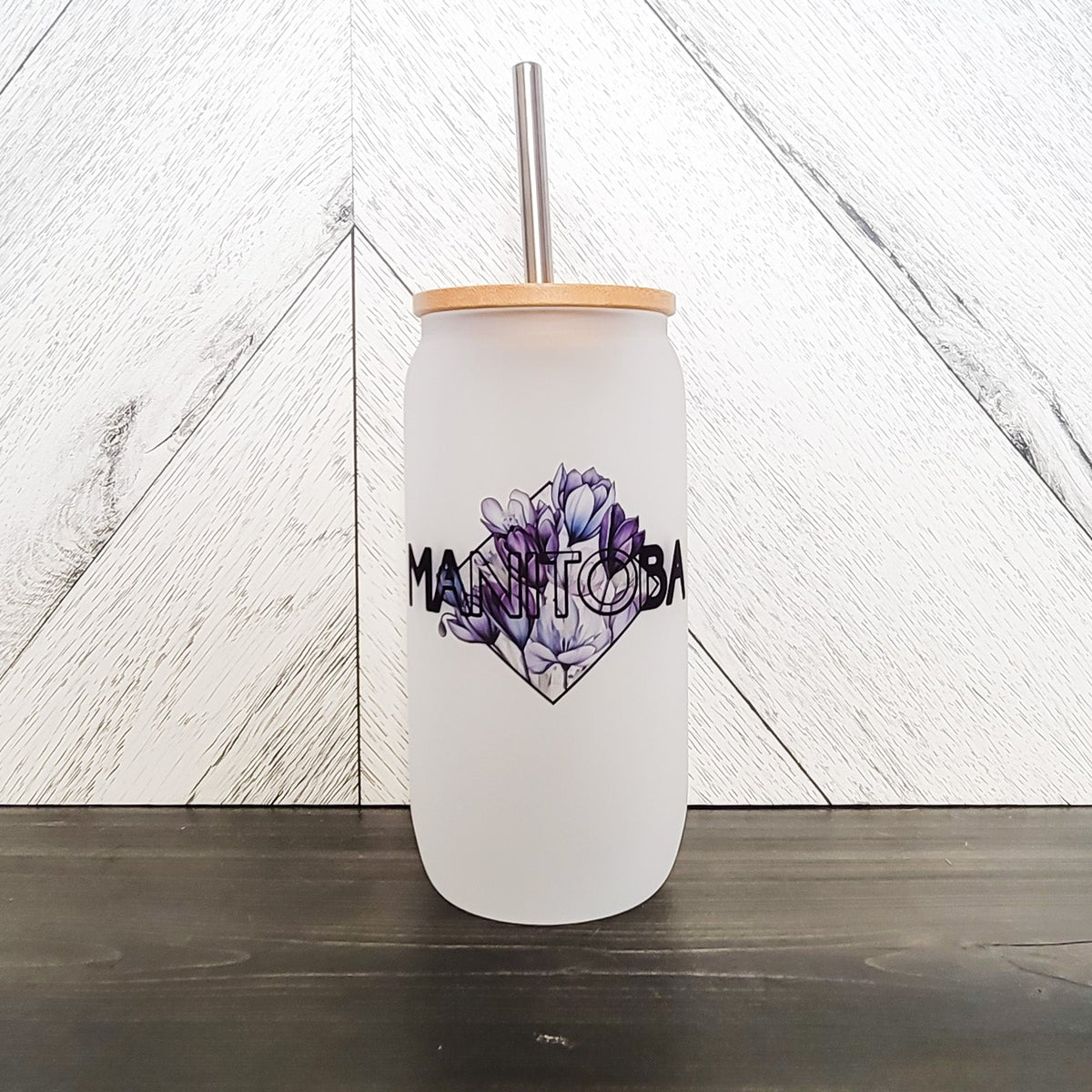 Manitoba Frosted Can with Bamboo Lid | Province Glass Can-1