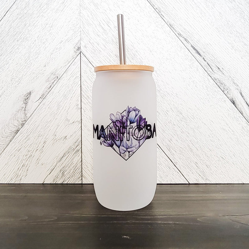 Manitoba Frosted Can with Bamboo Lid | Province Glass Can-1