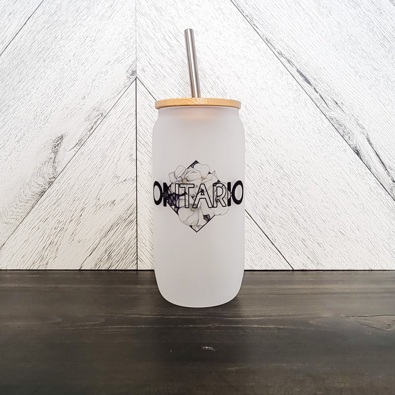Ontario Frosted Can with Bamboo Lid | Province Glass Can-1