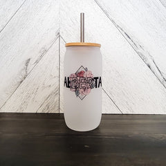 Alberta Frosted Can with Bamboo Lid | Province Glass Can-1