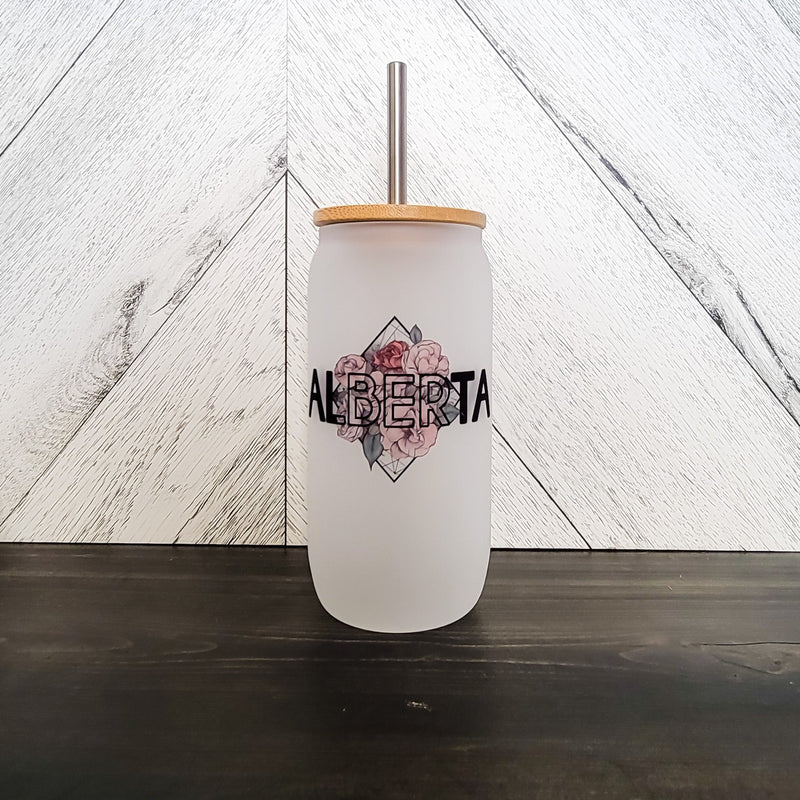 Alberta Frosted Can with Bamboo Lid | Province Glass Can-1