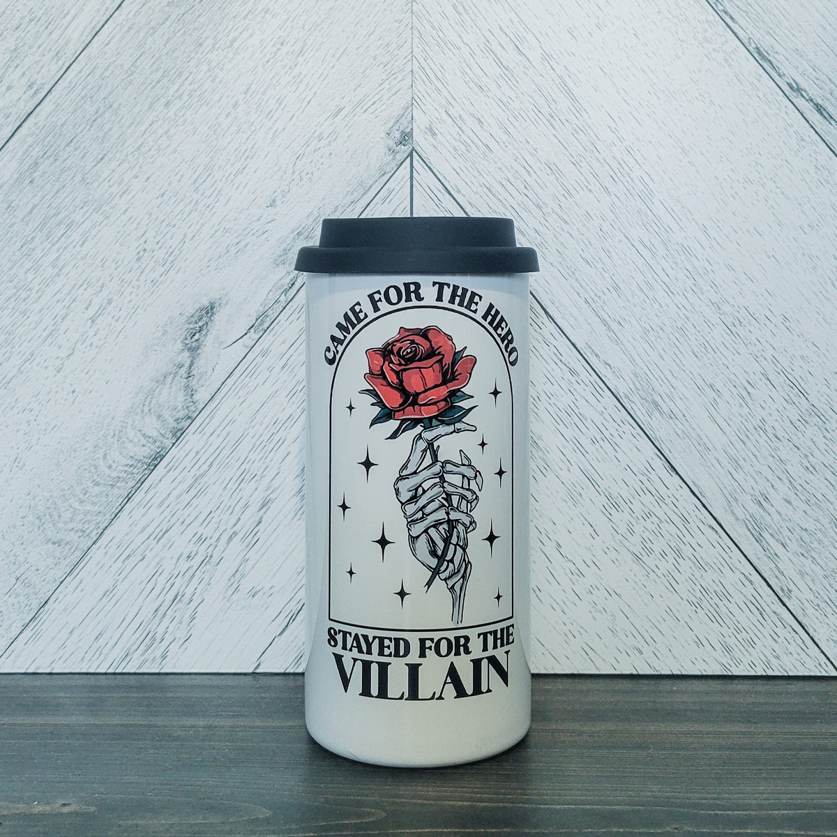 Vaso térmico de acero inoxidable Stayed For The Villain | Taza para amantes de los libros