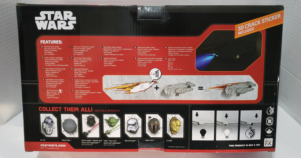 Lámpara de pared LED 3D del Halcón Milenario de Star Wars-2