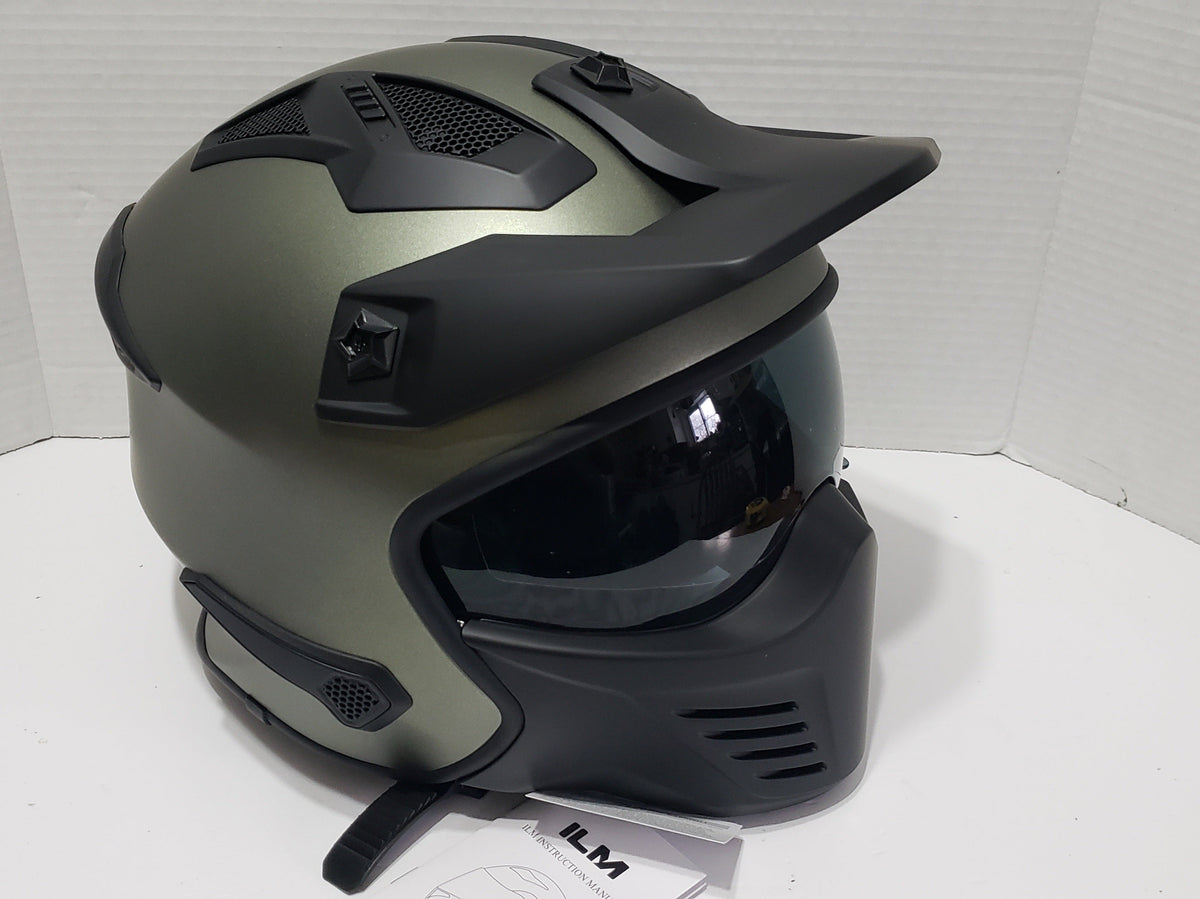 Casco de motocicleta ILM, ILM-726X - Verde medianoche - Talla: Mediana-1
