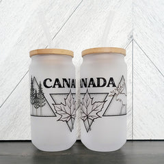 Canada Triangle Frosted Can with Bamboo Lid | Canadian-1