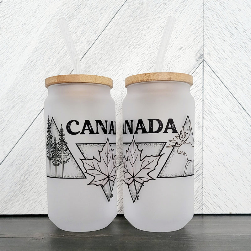 Canada Triangle Frosted Can with Bamboo Lid | Canadian-1