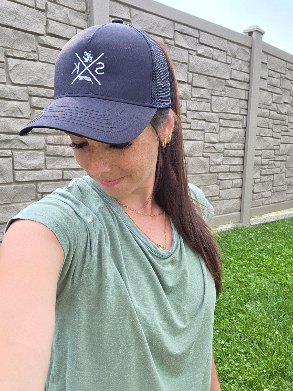 Sask X Embroidered Women's Ponytail Cap | Saskatchewan Hat-1