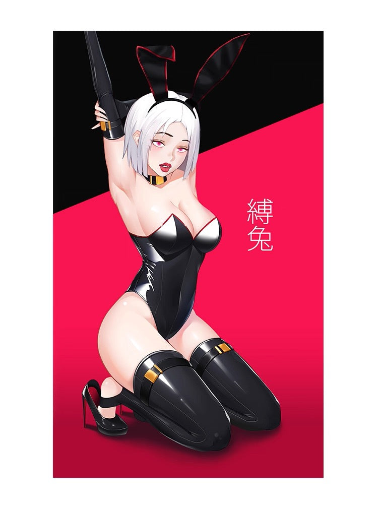 PU Leather Bound Bunny Strapless Bunny Girl Cosplay Costume Sexy Open Crotch Lingerie-2