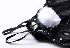 PU Leather Bound Bunny Strapless Bunny Girl Cosplay Costume Sexy Open Crotch Lingerie-16