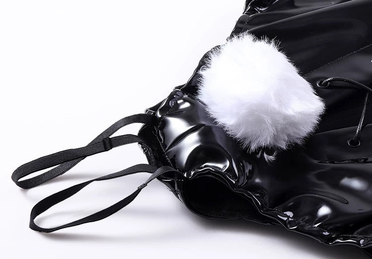 PU Leather Bound Bunny Strapless Bunny Girl Cosplay Costume Sexy Open Crotch Lingerie-16