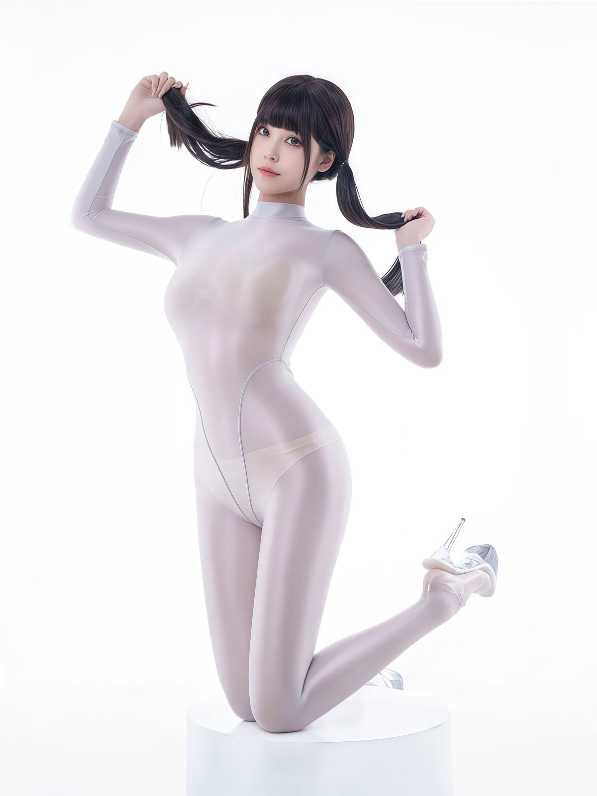 Spandex Nylon See Through Sheer Full Bodysuit Zentai Shinny Cosplay Suit-9