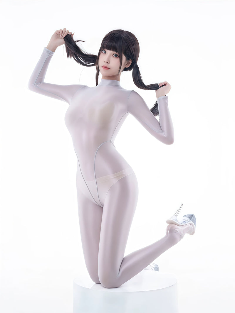 Spandex Nylon See Through Sheer Full Bodysuit Zentai Shinny Cosplay Suit-9