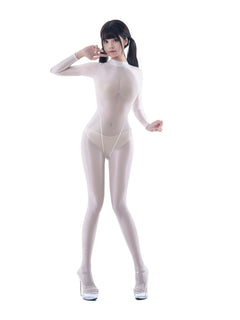 Spandex Nylon See Through Sheer Full Bodysuit Zentai Shinny Cosplay Suit-6