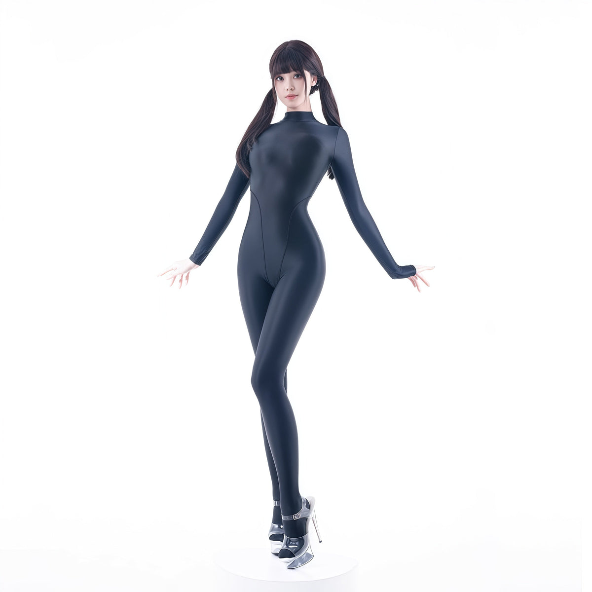 Spandex Nylon See Through Sheer Full Bodysuit Zentai Shinny Cosplay Suit-7