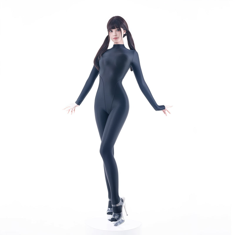 Spandex Nylon See Through Sheer Full Bodysuit Zentai Shinny Cosplay Suit-7