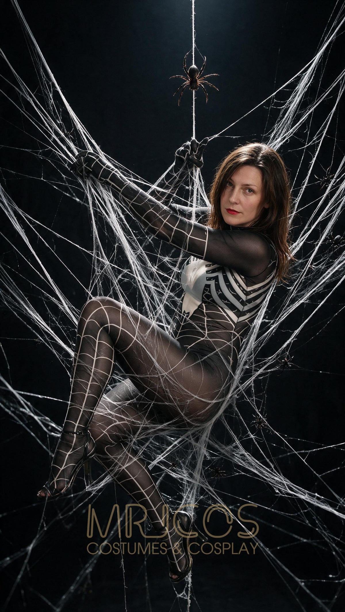 Symbiote Spider Girl Sheer 10D Nylon Full Bodysuit Body Stocking Lingerie-21