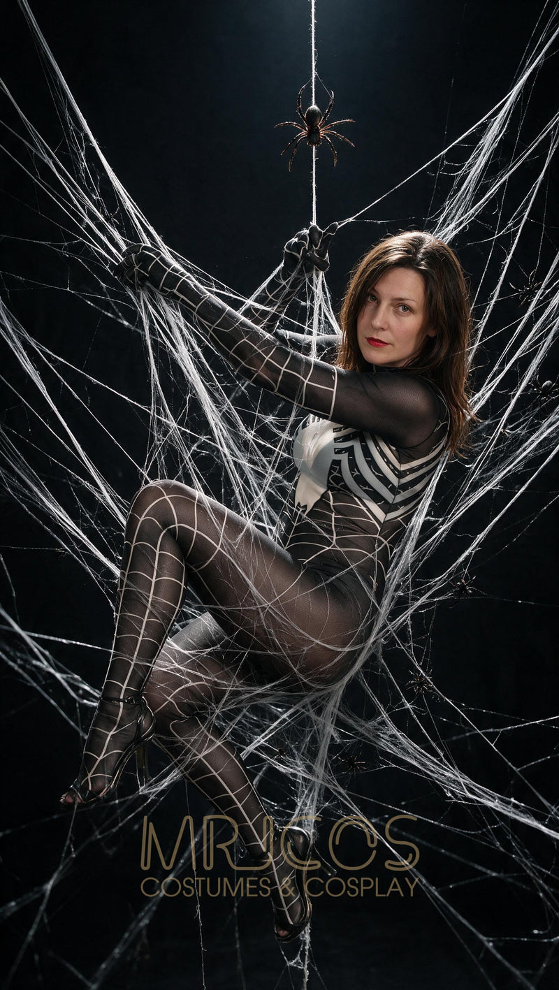 Symbiote Spider Girl Sheer 10D Nylon Full Bodysuit Body Stocking Lingerie-21