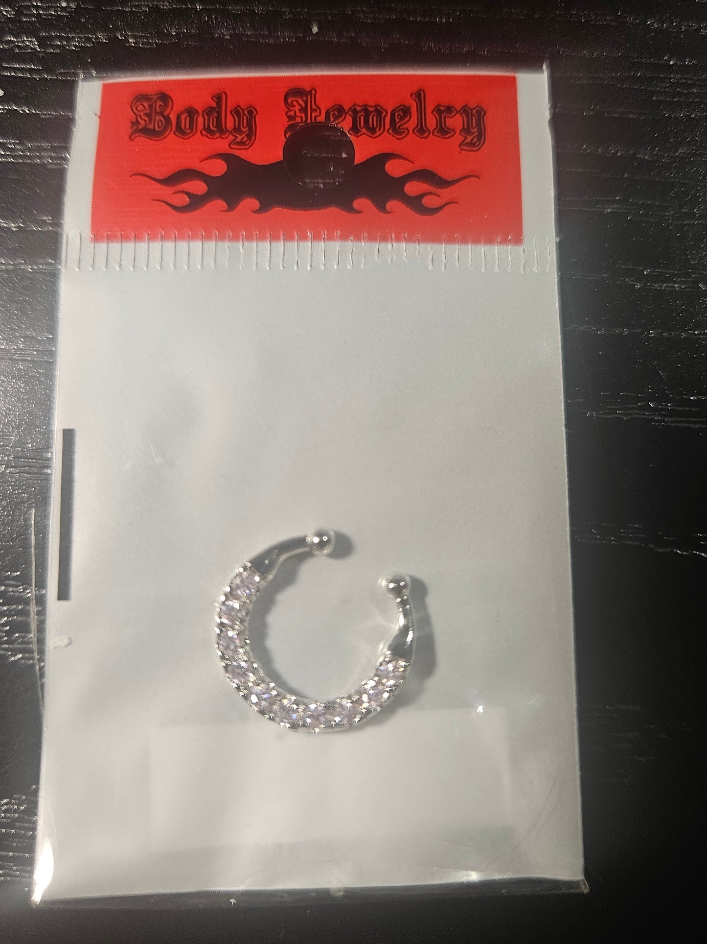 Silver-Tone Pavé Pink CZ Arch Septum Clicker Ring