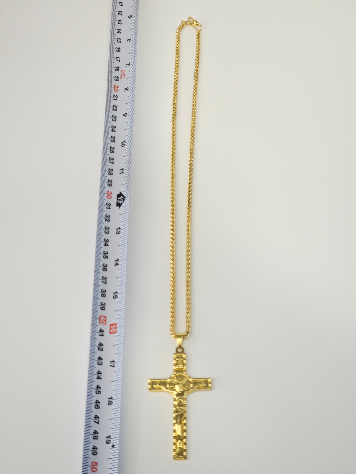 Gold-Tone Jesus Christ Crucifix Pendant Necklace with Sunburst Halo-2
