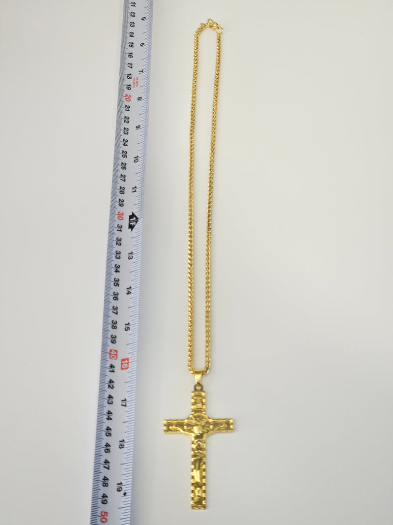 Gold-Tone Jesus Christ Crucifix Pendant Necklace with Sunburst Halo-2