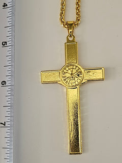 Gold-Tone Jesus Christ Crucifix Pendant Necklace with Sunburst Halo-4
