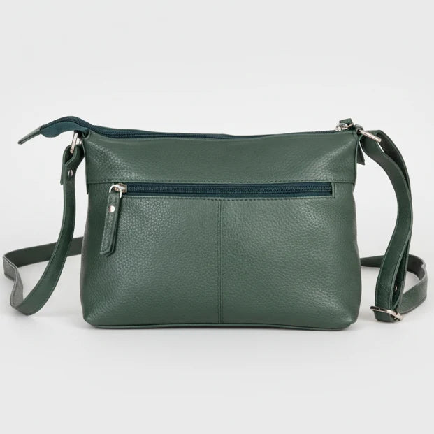 Greenwood Leather Multi-Pocket Crossbody Bag. Premium Pebbled Leather Handbag-7