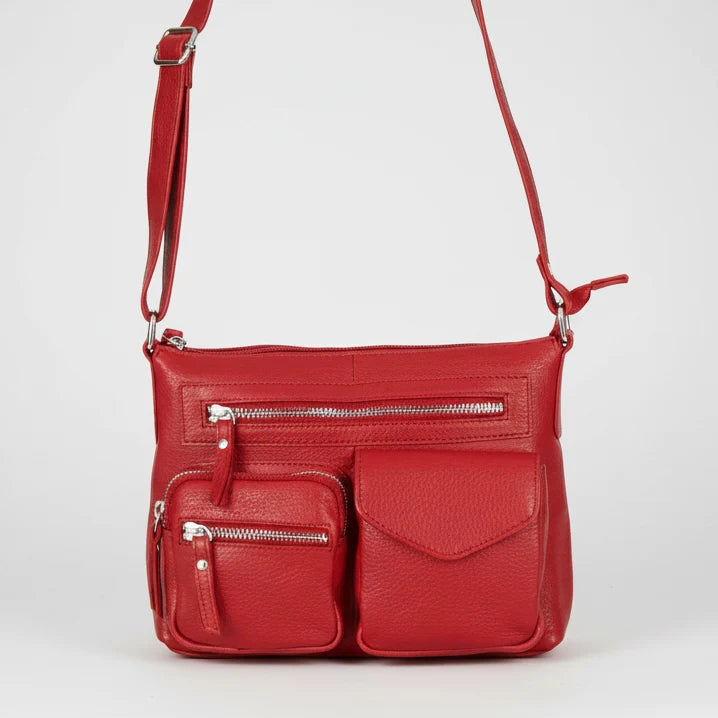 Greenwood Leather Multi-Pocket Crossbody Bag. Premium Pebbled Leather Handbag-1