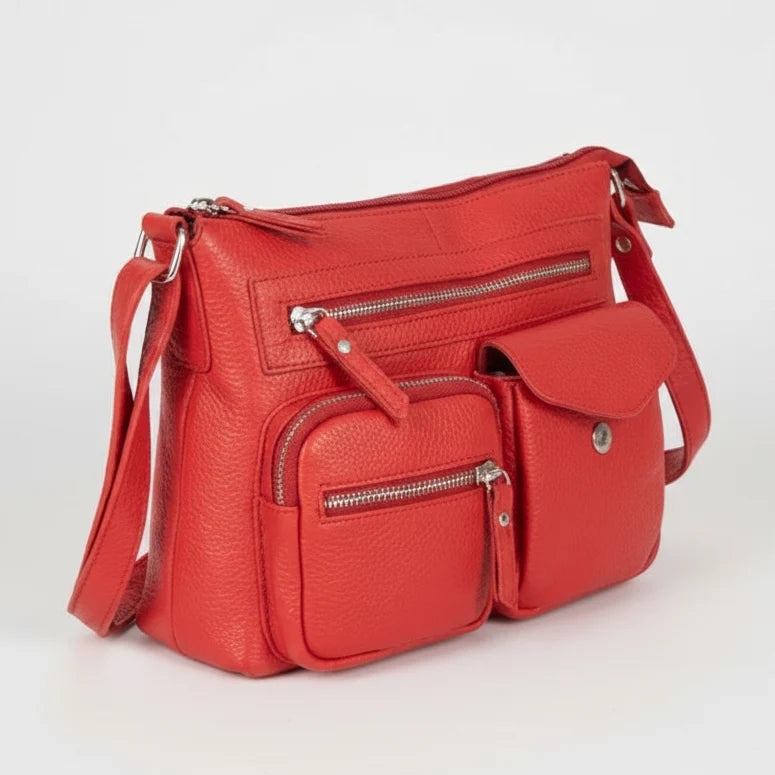 Greenwood Leather Multi-Pocket Crossbody Bag. Premium Pebbled Leather Handbag-3