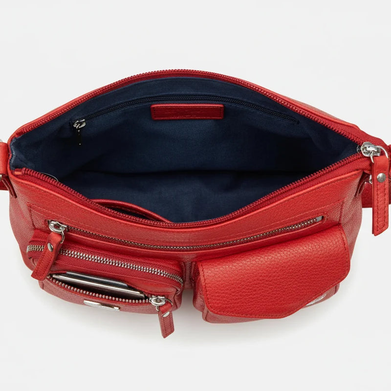 Greenwood Leather Multi-Pocket Crossbody Bag. Premium Pebbled Leather Handbag-5